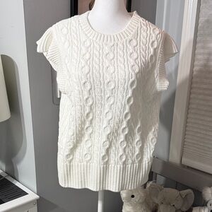 Women's White Cable Knit Sweater Vest